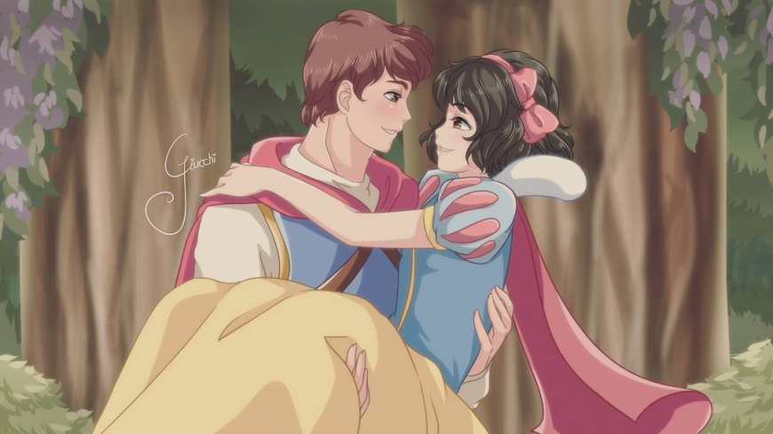 Snow White and Prince in anime style