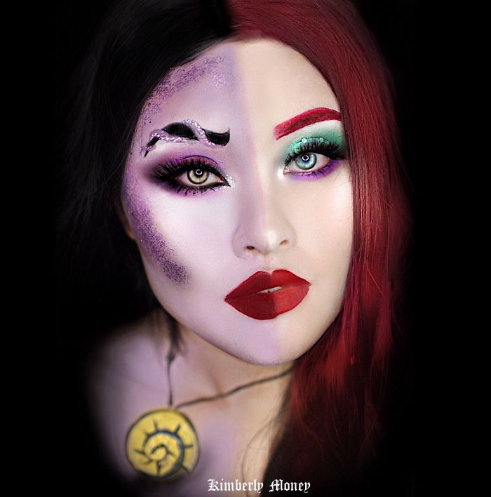 Two in one: Villains and Disney Princess makeup Ariel and Ursula