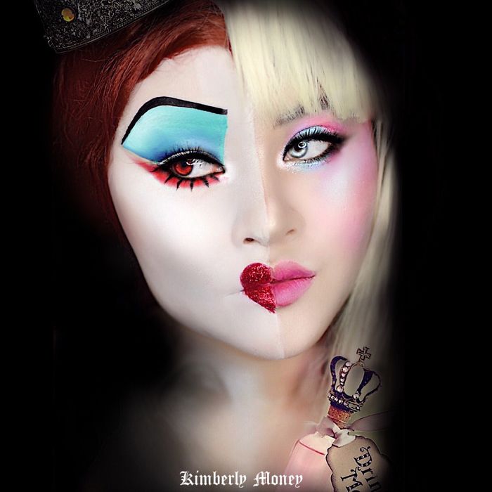 Two in one: Villains and Disney Princess makeup Alice and The Red Queen