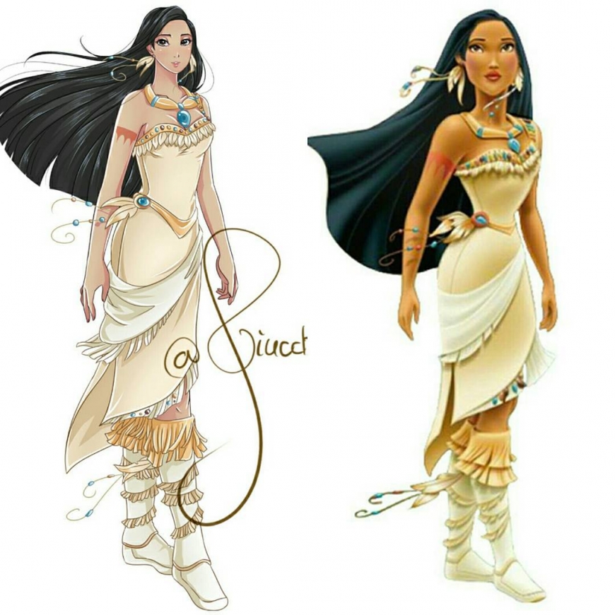 Pocahontas in anime style