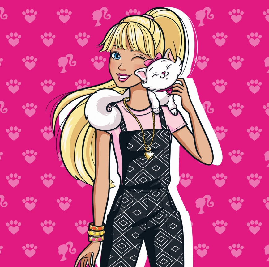 New Barbie official art with cat