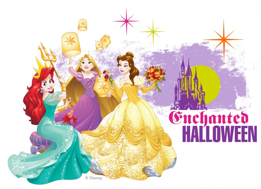 Ariel, Rapunzel and Belle on Halloween