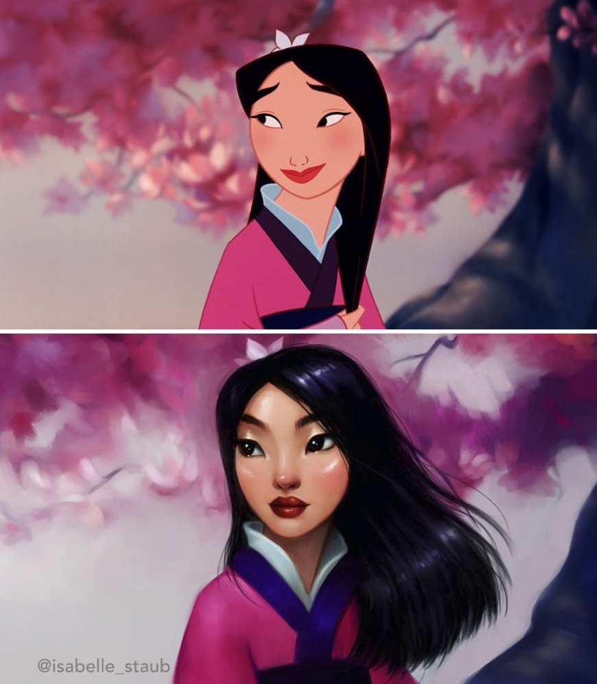 Redrawn realistic Mulan, "Mulan"