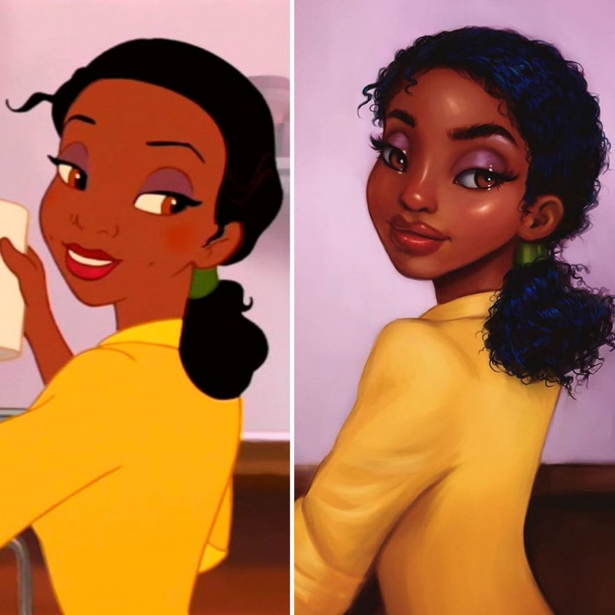 Redrawn realistic Tiana, "The Princess and the Frog"