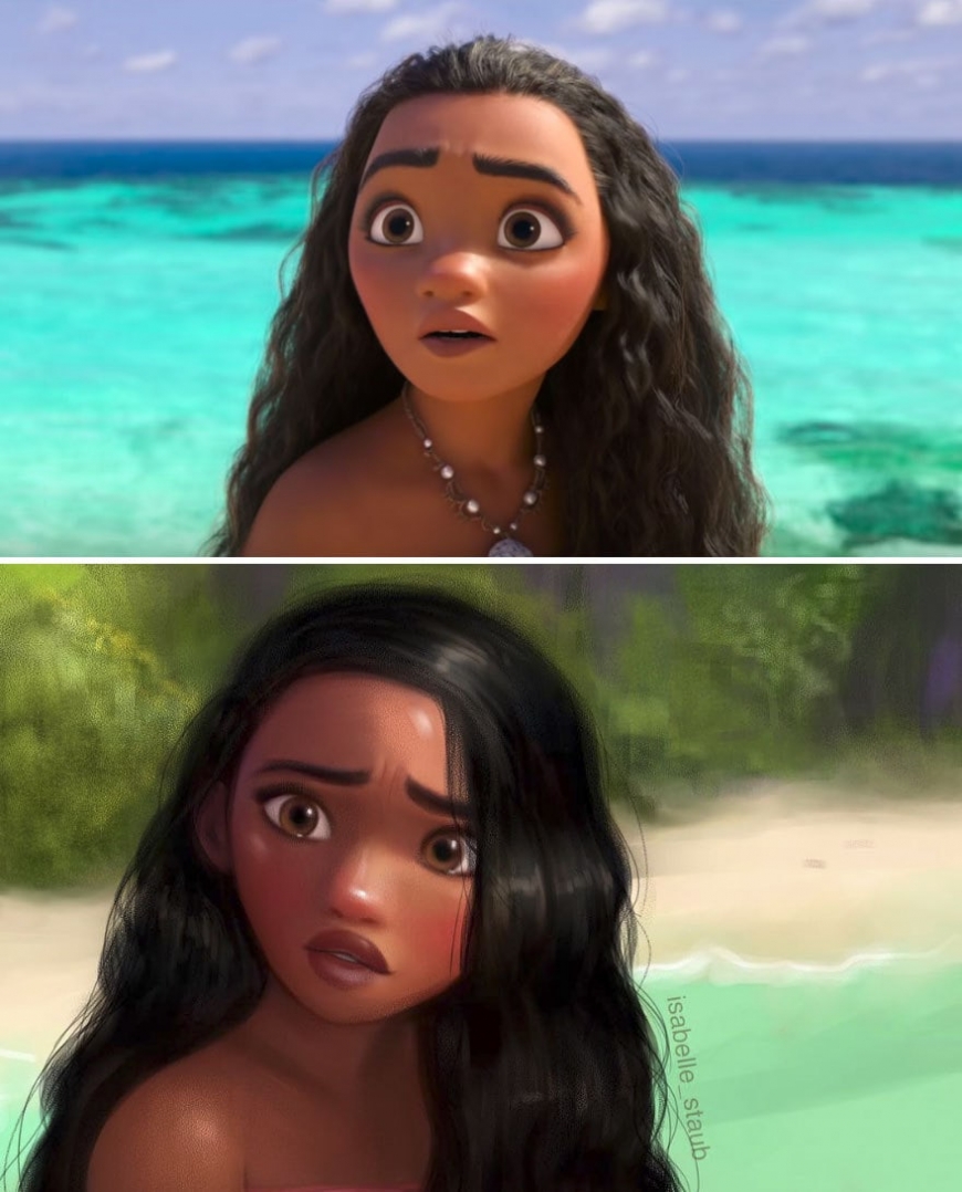 Redrawn realistic Moana, "Moana"