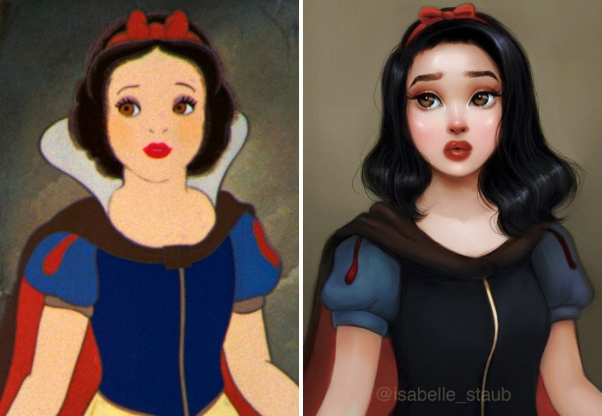 Redrawn realistic Snow White, "Snow White and the Seven Dwarfs"