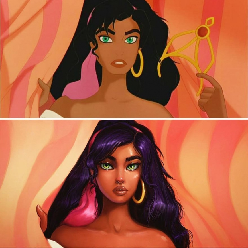 Redrawn realistic Esmeralda, "The Hunchback of Notre-Dame"