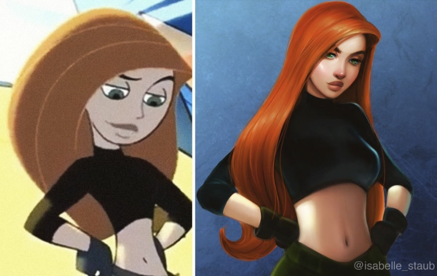 Redrawn realistic Kim, "Kim Possible"