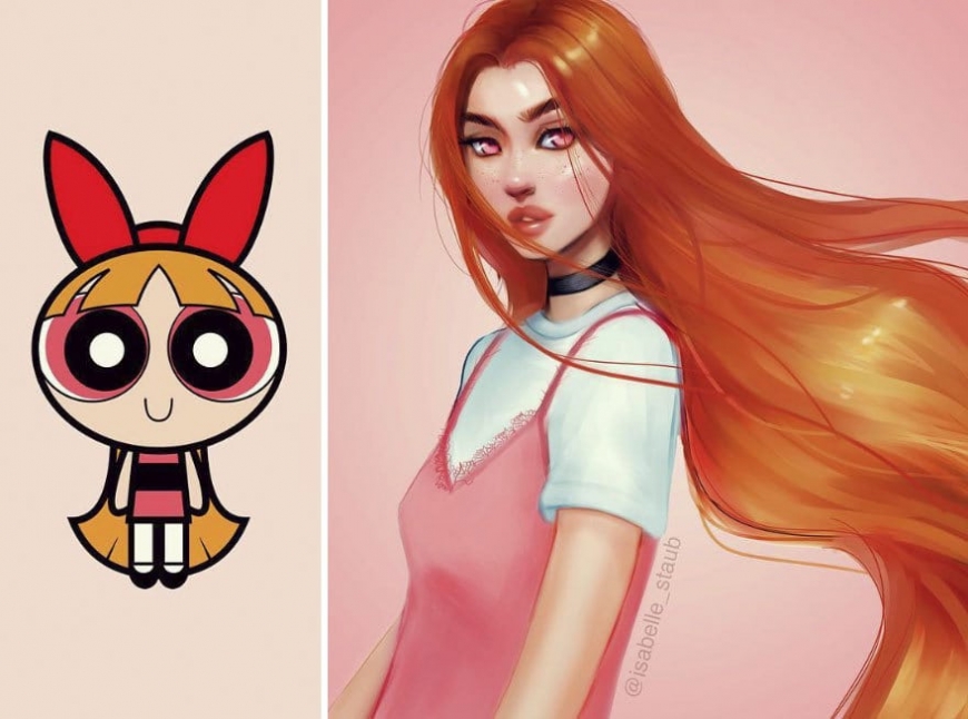 Redrawn realistic BLOSSOM, "Powerpuff girls"