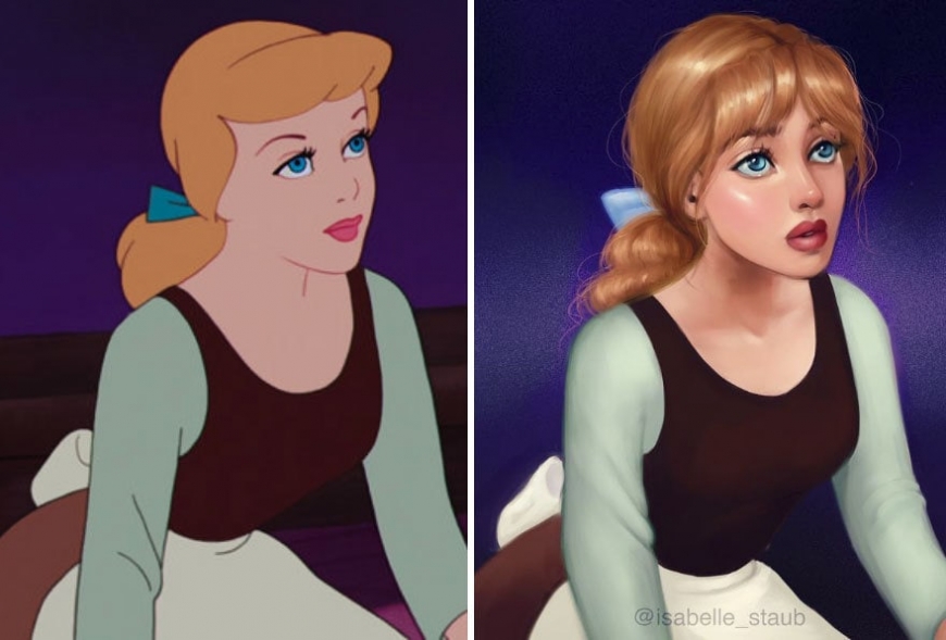 Redrawn realistic Cinderella, "Cinderella"