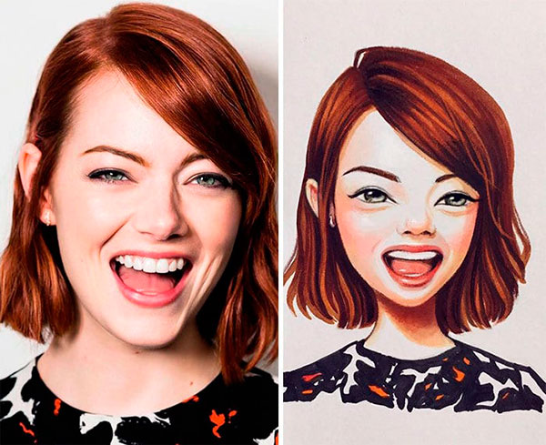 Actress Emma Stone as toon