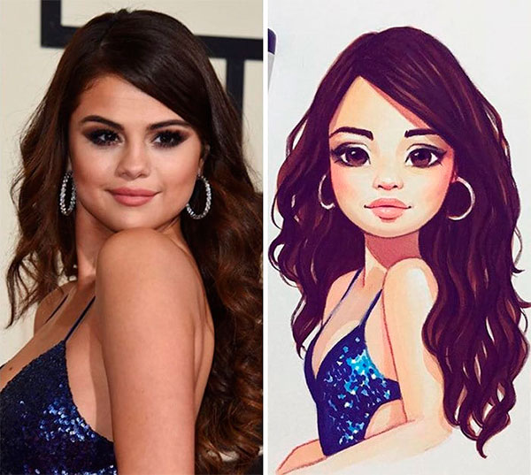 The artist turned celebrities into cartoon characters 