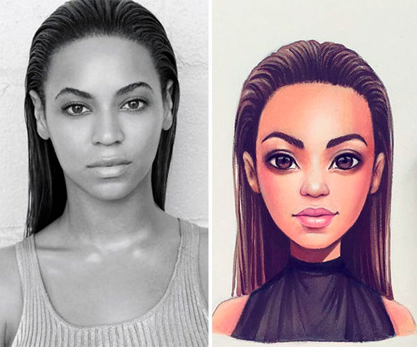 The artist turned celebrities into cartoon characters 
