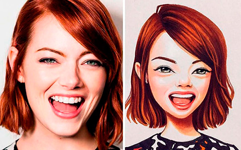 The artist turned celebrities into cartoon characters
