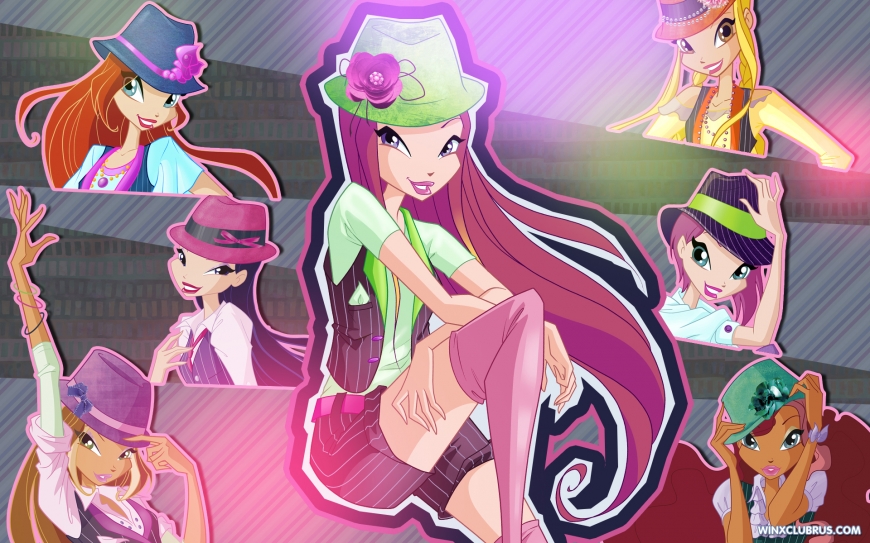 Winx Club and Roxy in hats wallpaper