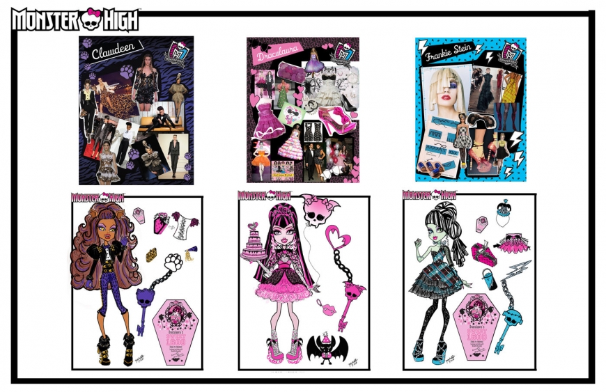 Monster High concept art designs and dolls