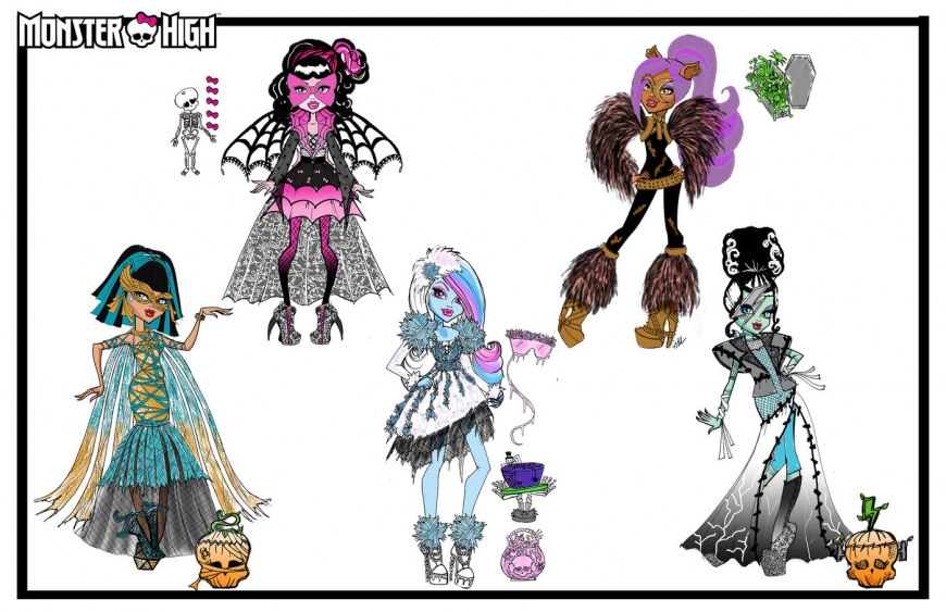 Monster High concept art designs and dolls