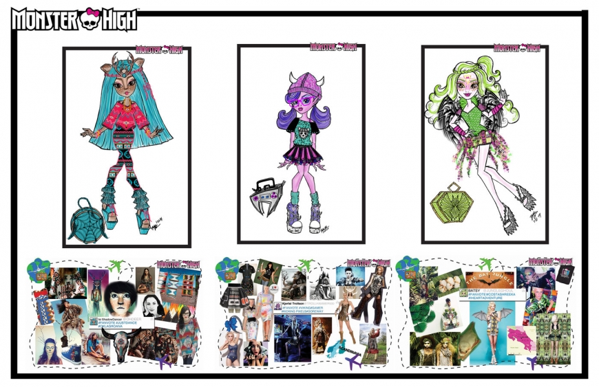 Monster High concept art designs and dolls