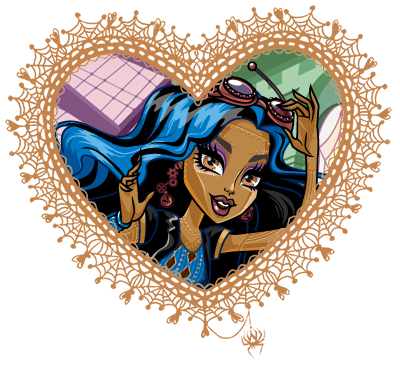 Monster High valentines in spider web hearts