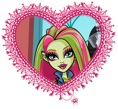 Monster High valentines in spider web hearts