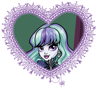 Monster High valentines in spider web hearts