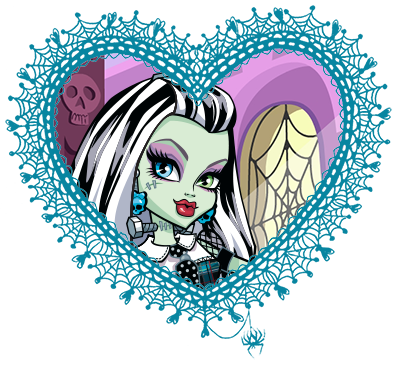 Monster High valentines in spider web hearts
