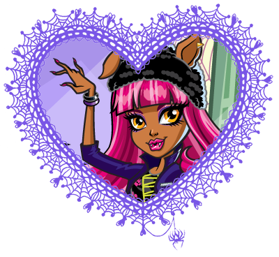 Monster High valentines in spider web hearts