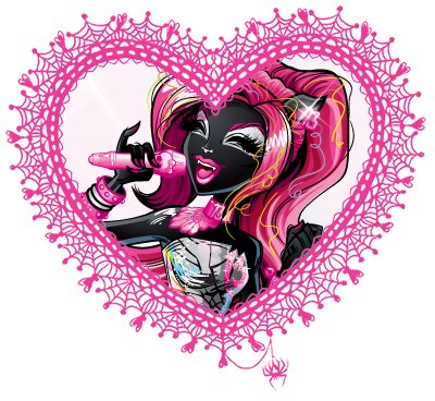 Monster High valentines in spider web hearts