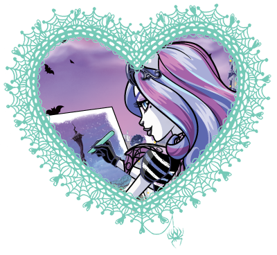 Monster High valentines in spider web hearts