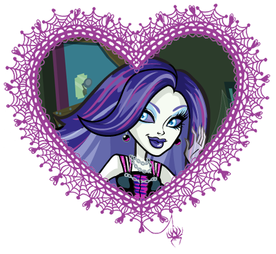 Monster High valentines in spider web hearts