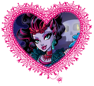 Monster High valentines in spider web hearts