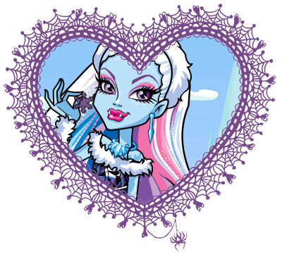 Monster High valentines in spider web hearts