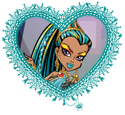 Monster High valentines in spider web hearts