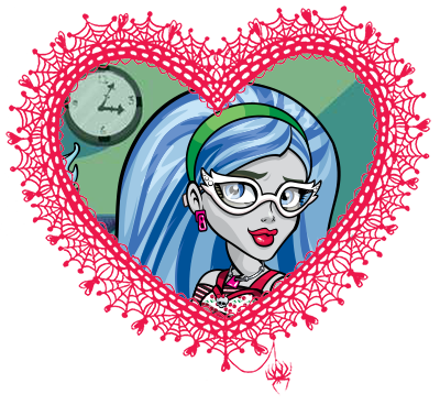 Monster High valentines in spider web hearts