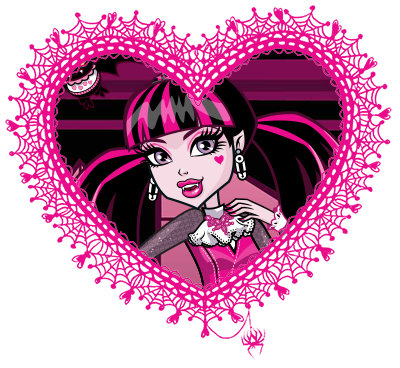 Monster High valentines in spider web hearts