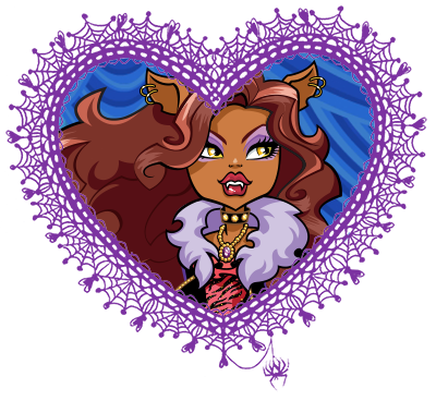 Monster High valentines in spider web hearts