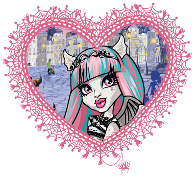 Monster High valentines in spider web hearts