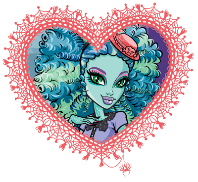 Monster High valentines in spider web hearts