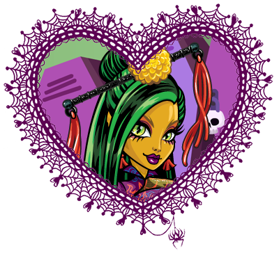 Monster High valentines in spider web hearts