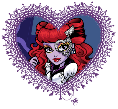 Monster High valentines in spider web hearts