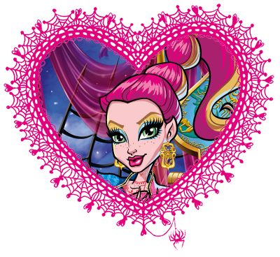 Monster High valentines in spider web hearts