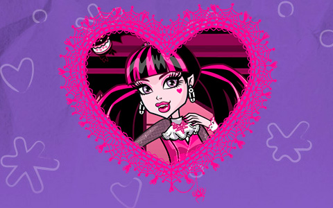 Monster High valentines in beautiful web hearts