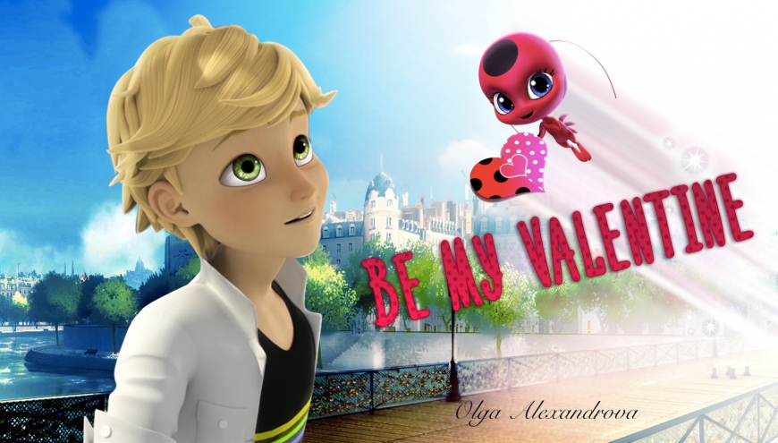 Miraculous Ladybug valentine card with Adrien Agreste