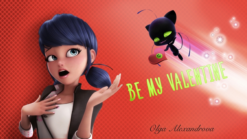 Miraculous Ladybug valentine card with Marinette