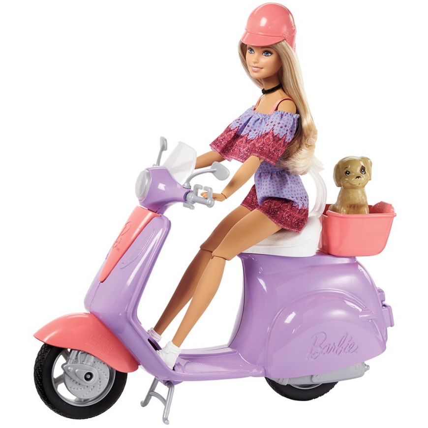 2018 Barbie Pink Passport Travel Doll and Scooter