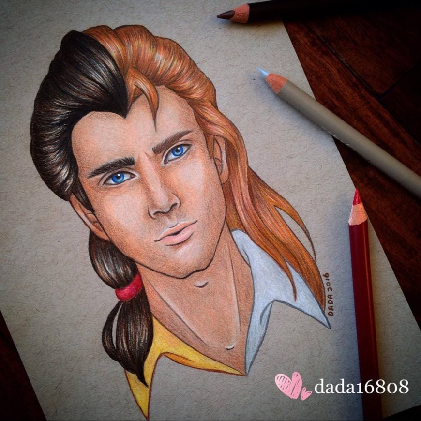 Artist combines faces of the characters in one picture