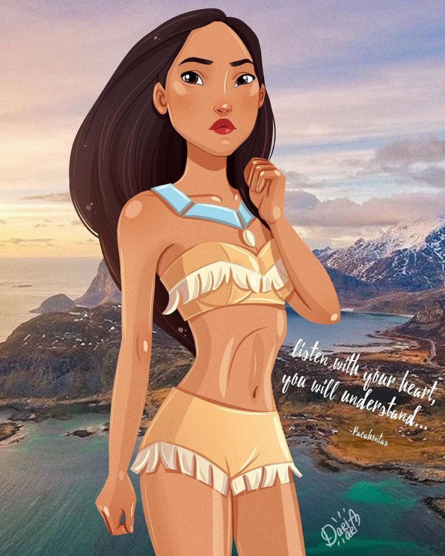Disney Princess Pocahontas in swimsuit