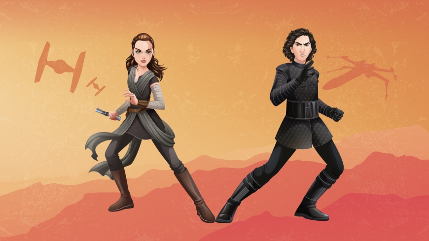 KYLO REN and REY Star Wars: Forces of Destiny desktop wallpaper