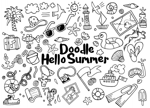 Summer doodle drawings for journal