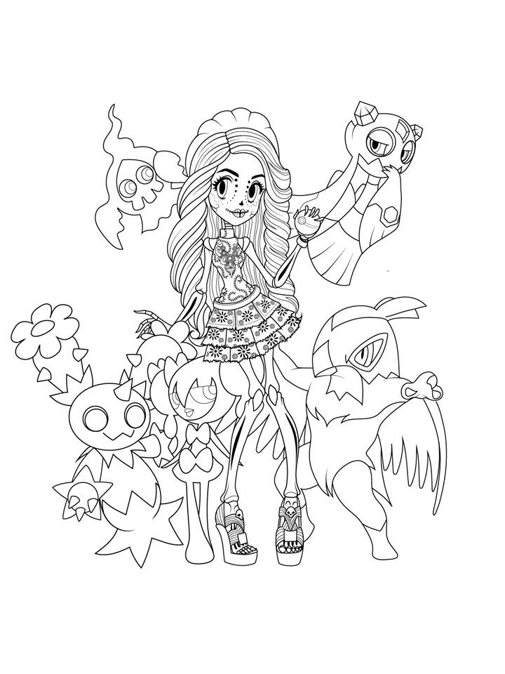 Monster High with pokemon coloring pages